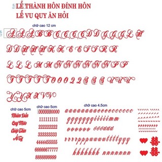 Combo bộ chữ cái ghép tên đám cưới