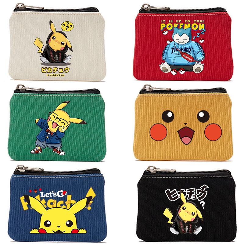 Ví Canvas Mini Đựng Tiền Xu Họa Tiết Pikachu Dễ Thương