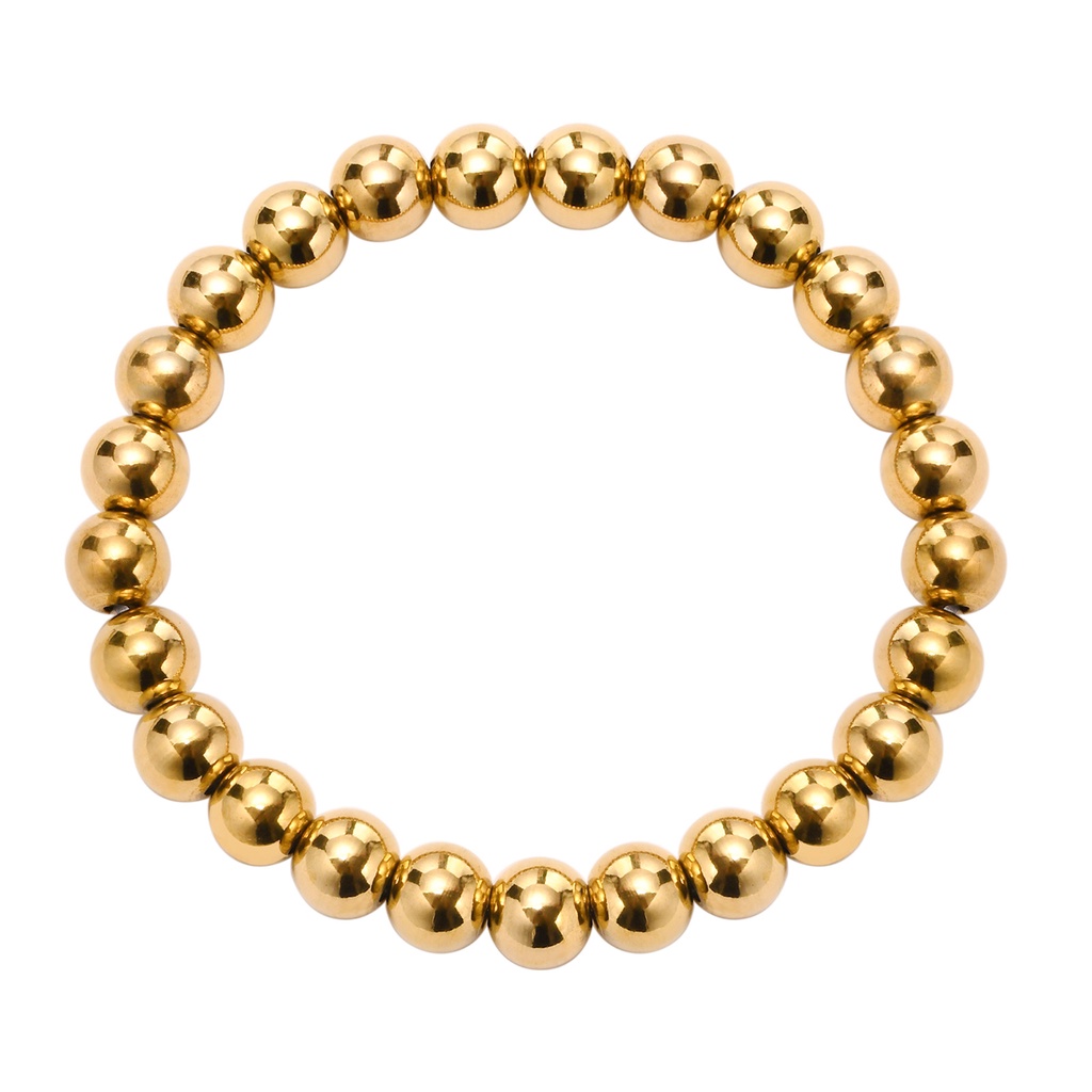 Vnox Vòng Tay Chuỗi Hạt Tròn Bằng Thép Không Gỉ Màu Vàng 8MM Sang Trọng Thời Trang Cho Nam Và Nữ