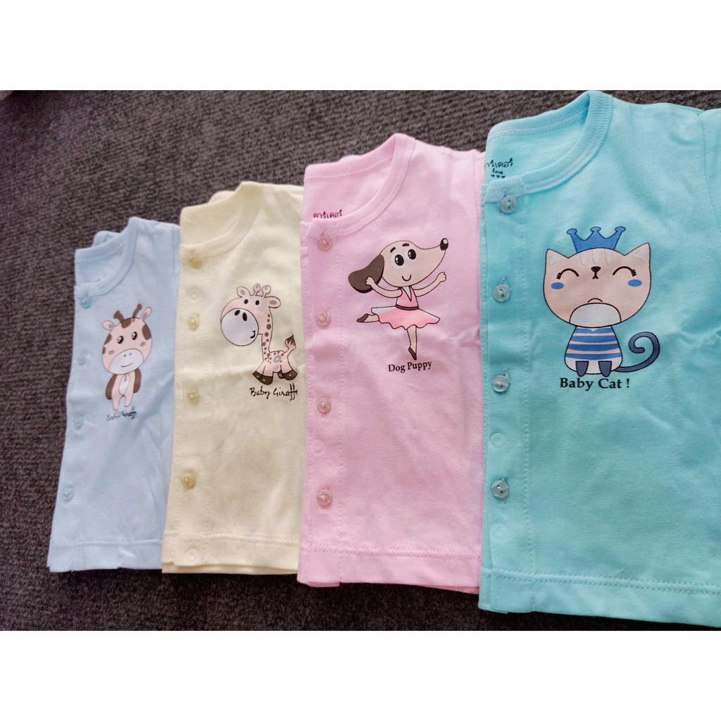 XẢ KHO - Bộ quần áo sơ sinh cài giữa dài tay cho bé NB-12m cotton Thái
