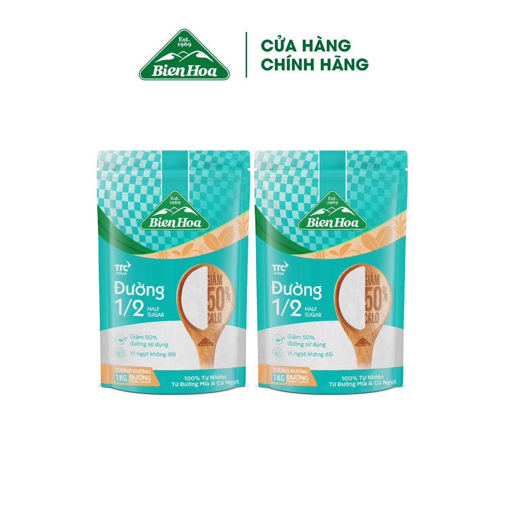 [HSD:T11/2024]  Combo 2 túi Đường 1/2 Giảm 50% Calo Biên Hòa 500gr/túi