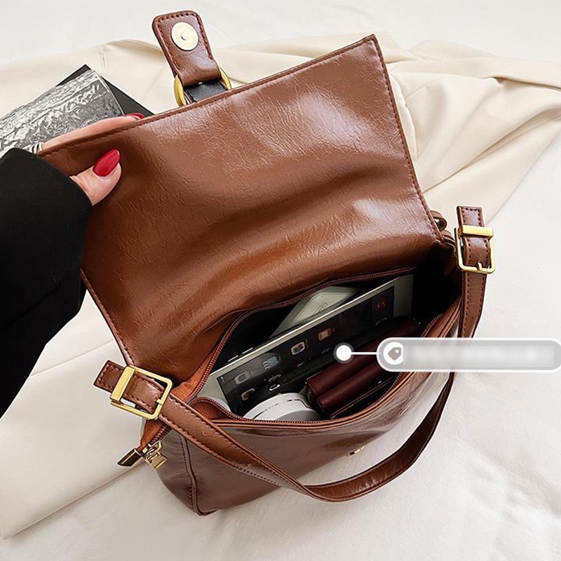 Ielgy Túi Đeo Chéo Bằng Da Mềm Sức Chứa Lớn Phong Cách vintage Cho Nữ