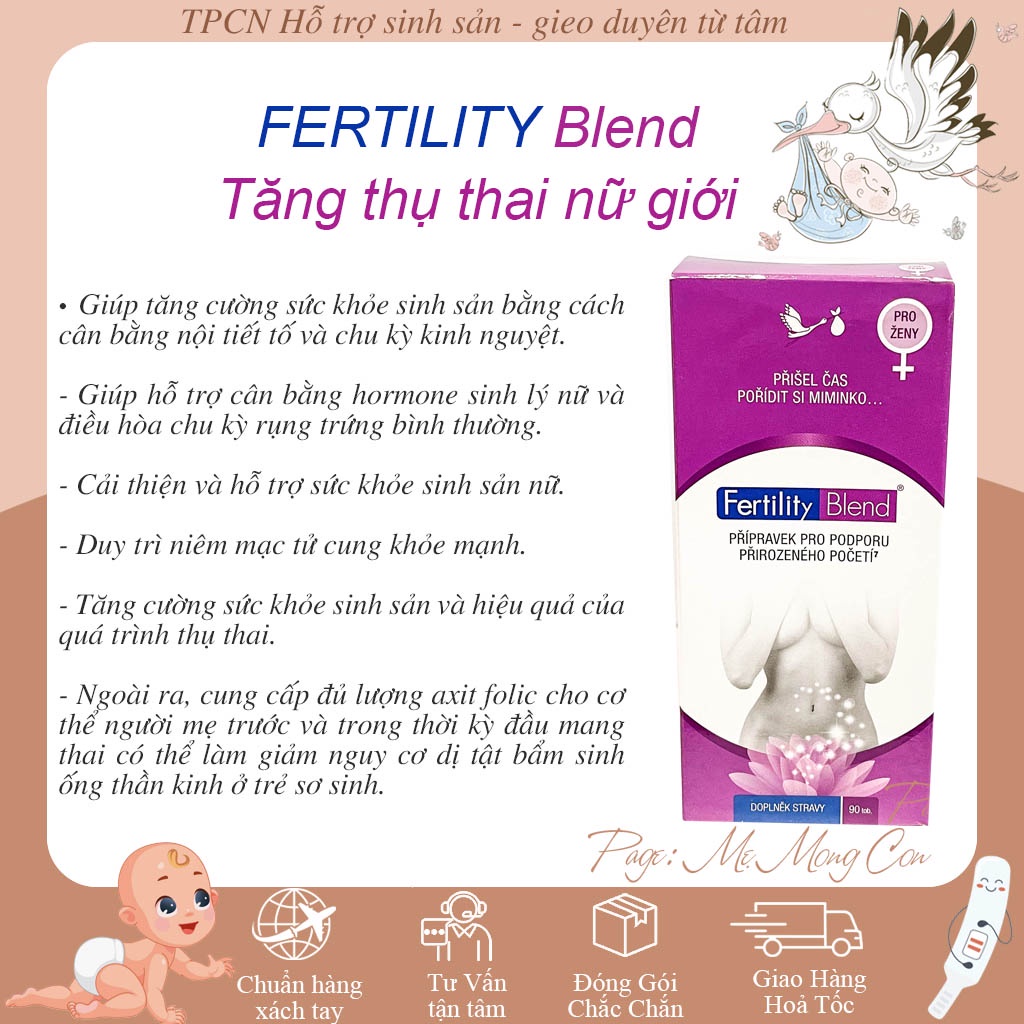 Viên uống FERTILITY Blend hộp 90 viên giúp chăm sóc sức khỏe sinh sản nữ giới.