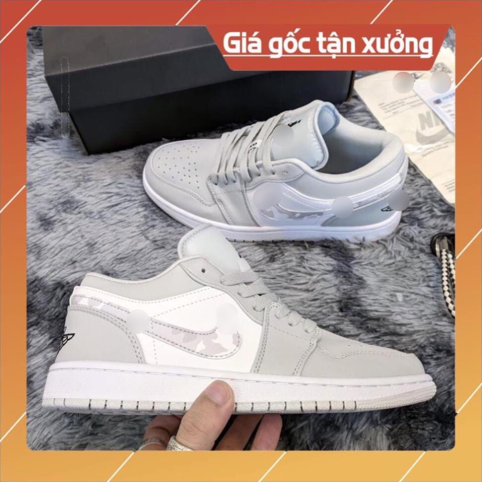 [FreeShip+ Hàng Xịn Sò] giày Jor.dan Camo xám thấp cổ cao cấp , giầy Sneaker thể thao nam nữ JD1 Low  trắng xám