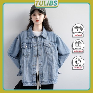 Áo khoác jean Nữ cao cấp form rộng unisex phong cách hàn quốc năng động trẻ trung cá tính - Tulibs
