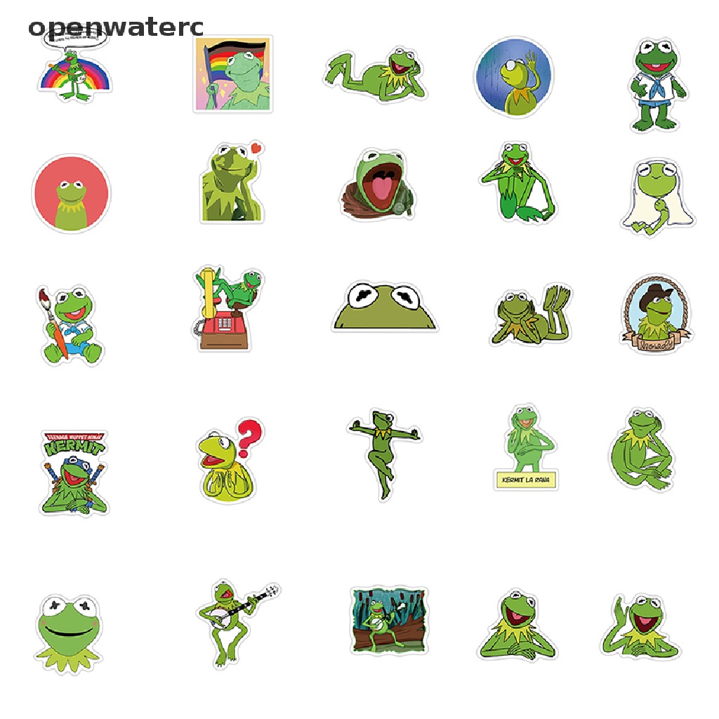 Bộ 50 Miếng Dán Hình Ếch Kermit Hoạt Hình Trang Trí Laptop Guitar Ván Trượt vn