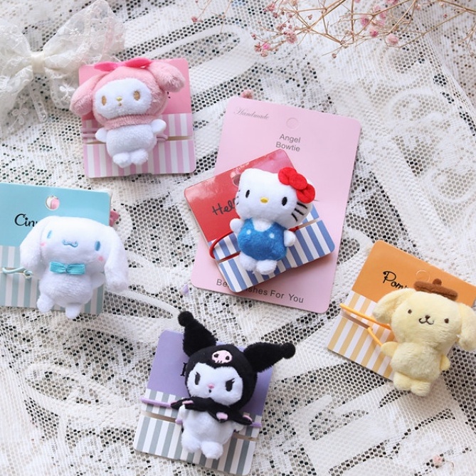 SANRIO Dây Cột Tóc Hình Búp Bê Nhồi Bông Dễ Thương Cho Bé Gái