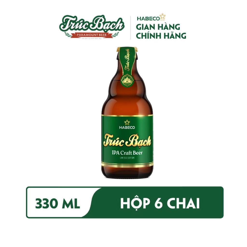 HỎA TỐC HÀ NỘI - Hộp 6 chai bia Trúc Bạch IPA Craft - HABECO (330ml/chai)