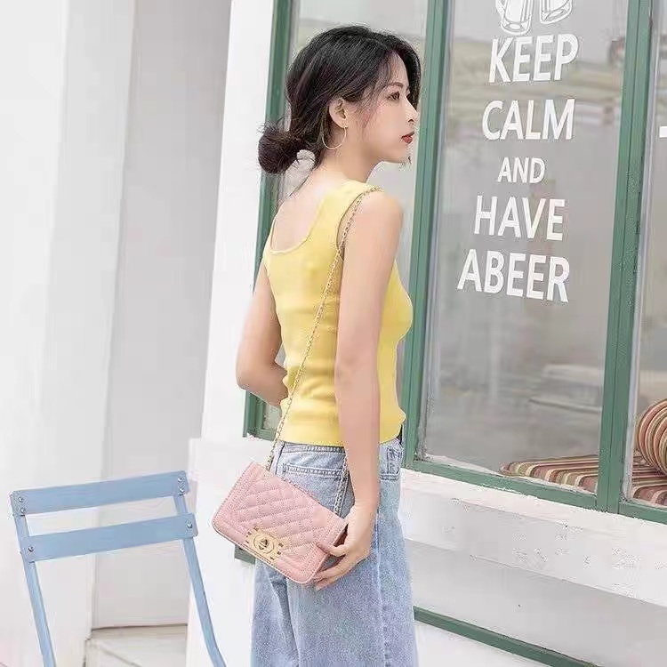 MISCHA Túi Xách Đeo Vai Hình Thoi Cỡ Nhỏ Phối Dây Đeo Sợi Xích Thời Trang Cao Cấp Cho Nữ