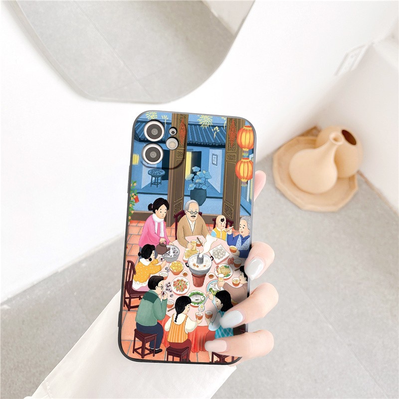 Ốp iphone cạnh vuông gia đình đoàn viên bảo vệ cam 6/6splus/7/7plus/8/8plus/x/xr/xs/11/12/13/14/pro/max/plus/