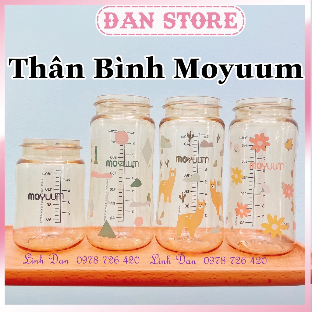 Tách Lẻ - Thân Bình Sữa Moyuum 170 270ml mây, lạc đà, hoa, trơn chính hãng Hàn Quốc