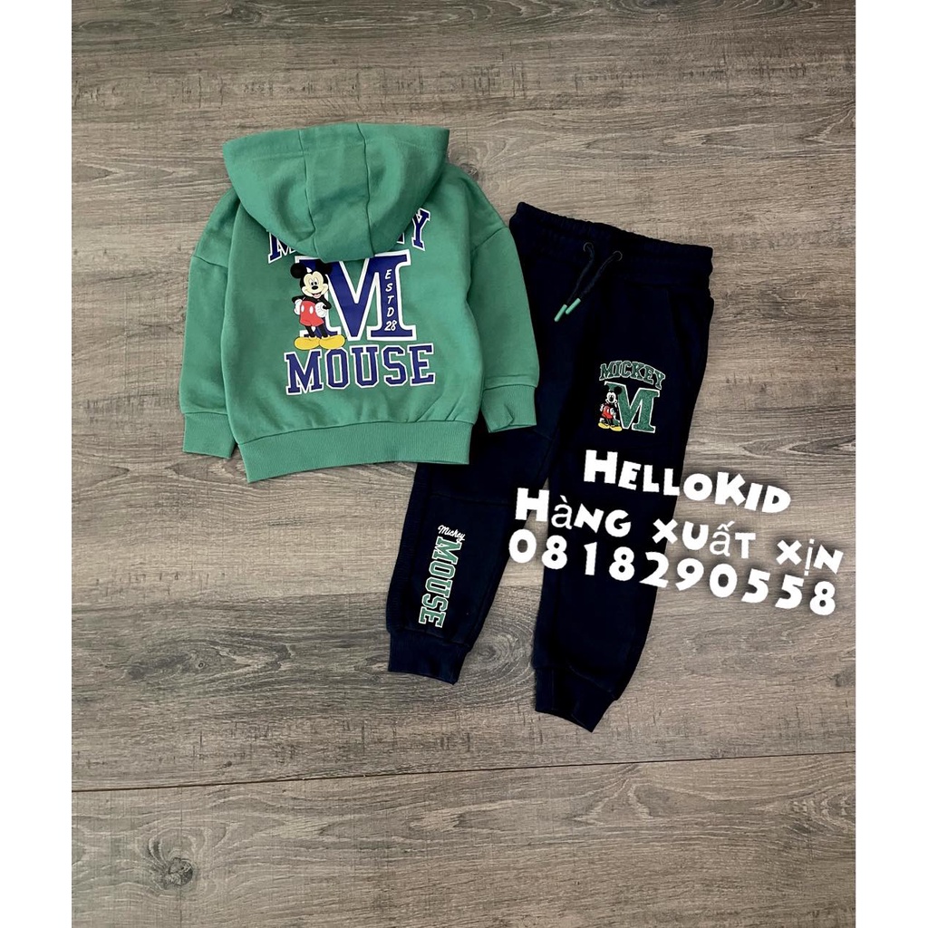 B643-Bộ khoác nỉ xanh Mickey 2 mặt bé trai &amp; bé gái