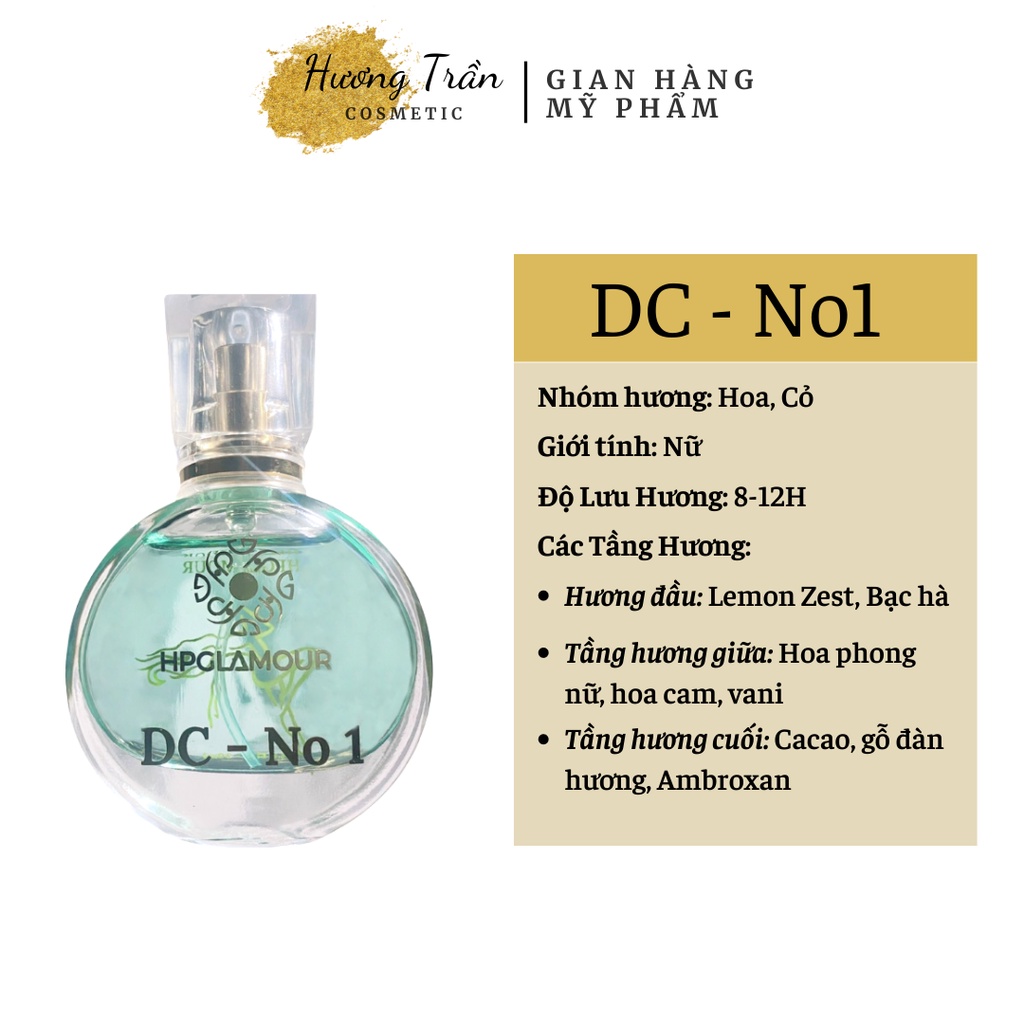 Nước Hoa Nữ Hương Gỗ Bạc Hà Tươi Mát Lưu Hương 12 Tiếng HPGLAMOUR DC No1 Dung Tích 30ml