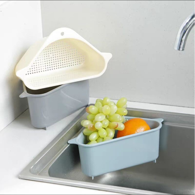 Giỏ Tam Giác Treo Bồn Ráo Nước, Đựng Đồ Rửa Chén Đũa Nhựa Cao Cấp Khay Góc Nhựa Tam Giác Treo Bồn Rửa Bát Lọc Thức Ăn