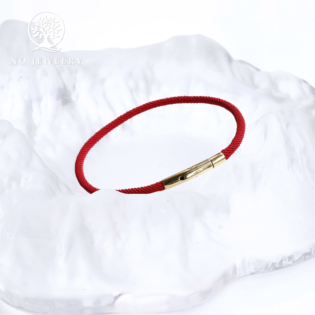 Vòng tay dây vải 3mm khóa thép không gỉ màu vàng - NQ Jewelry