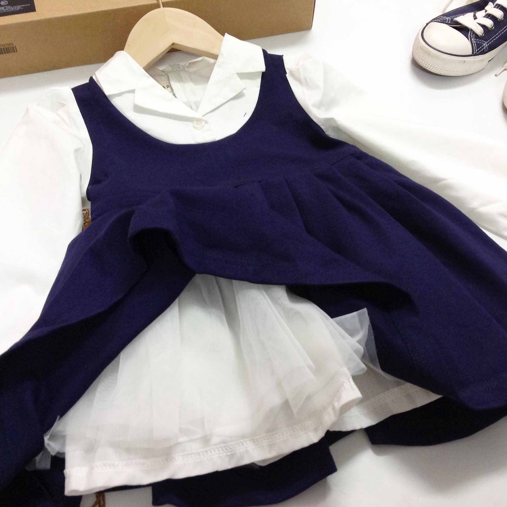 ĐẦM SƠ MI TAY DÀI BÉ GÁI