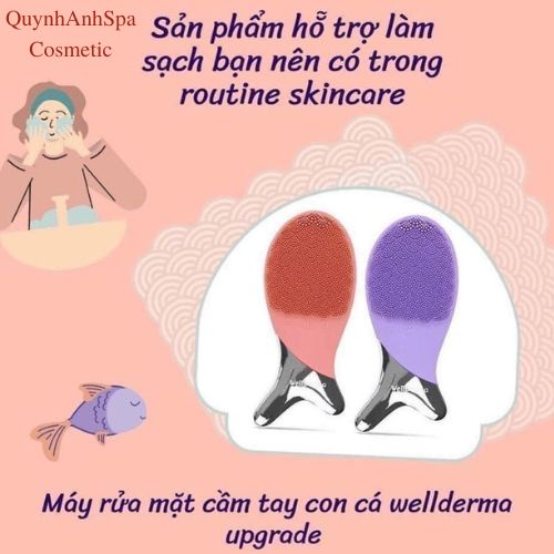 Máy rửa mặt con cá Wellderma bản RV Phiên Bản Mới cải tiến độ rung từ 6000