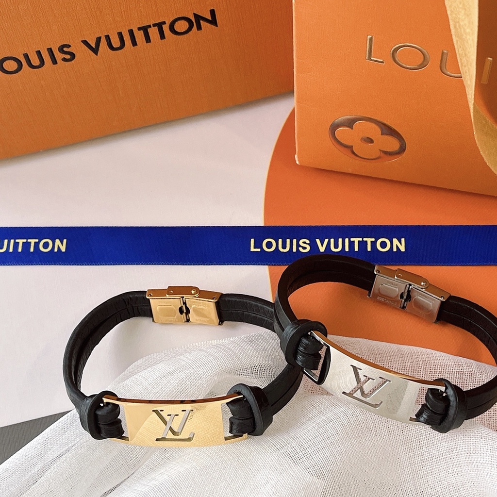 Vòng Tay Louis Vuitton Bằng Thép Titan Họa Tiết LV Monogram