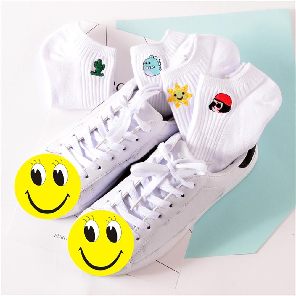 Tất Cotton Hoạ Tiết Mặt Cười Thêu Phong Cách Harajuku