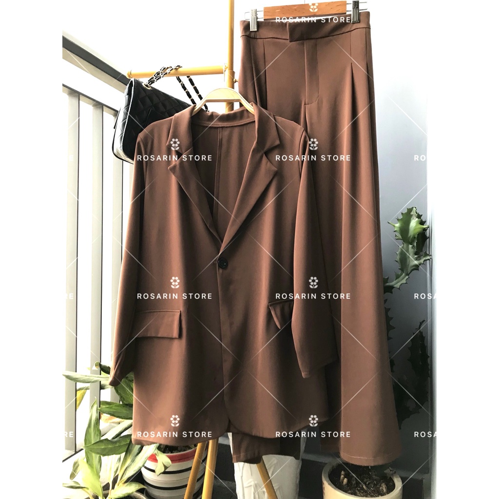 Áo Blazer Nữ 1 lớp dáng dài phong cách Hàn Quốc với 4 tone  màu đen, đỏ đô, be, nâu đậm.