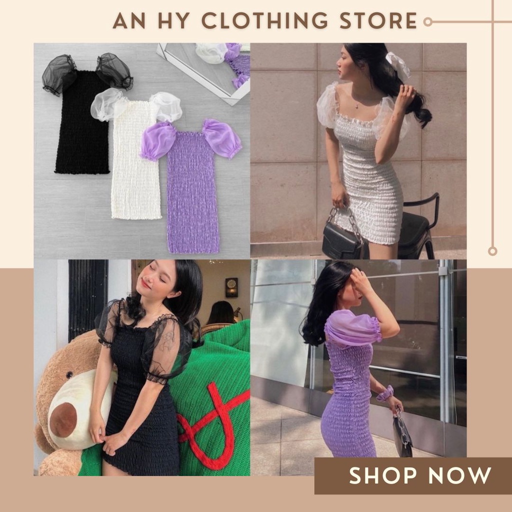 (hỏa tốc, ảnh thật)🍒CANDY_DRESS🥑(ĐẦM NHÚN TAY PHỒNG)