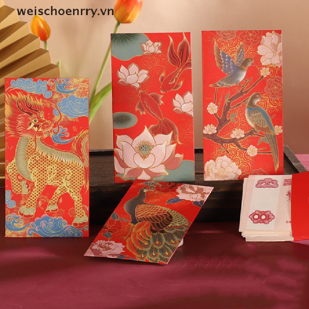 Set 6 Bao Lì Xì Màu Đỏ May Mắn Cho Năm Mới 2023