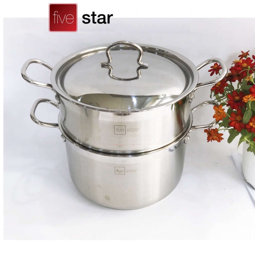 Bộ nồi xửng hấp Inox 3 đáy Fivestar 30cm/32cm nắp Inox - Hàng chính hãng, bảo hành 5 năm