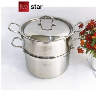 Bộ nồi xửng hấp Inox 3 đáy Fivestar 30cm/32cm nắp Inox - Hàng chính hãng, bảo hành 5 năm