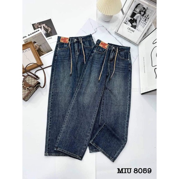 Quần jeans suông tag da chữ cạp hàng QCL1
