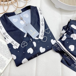 Bộ mặc nhà lụa Sam luxury, pijama dài tay lụa cao cấp