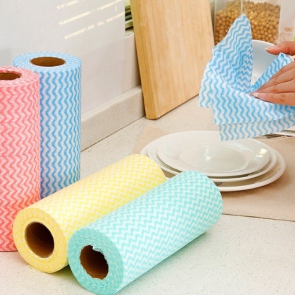 Cuộn Giấy Lau Đa Năng, Khăn Lau Bếp Vải Không Dệt (50 khăn)