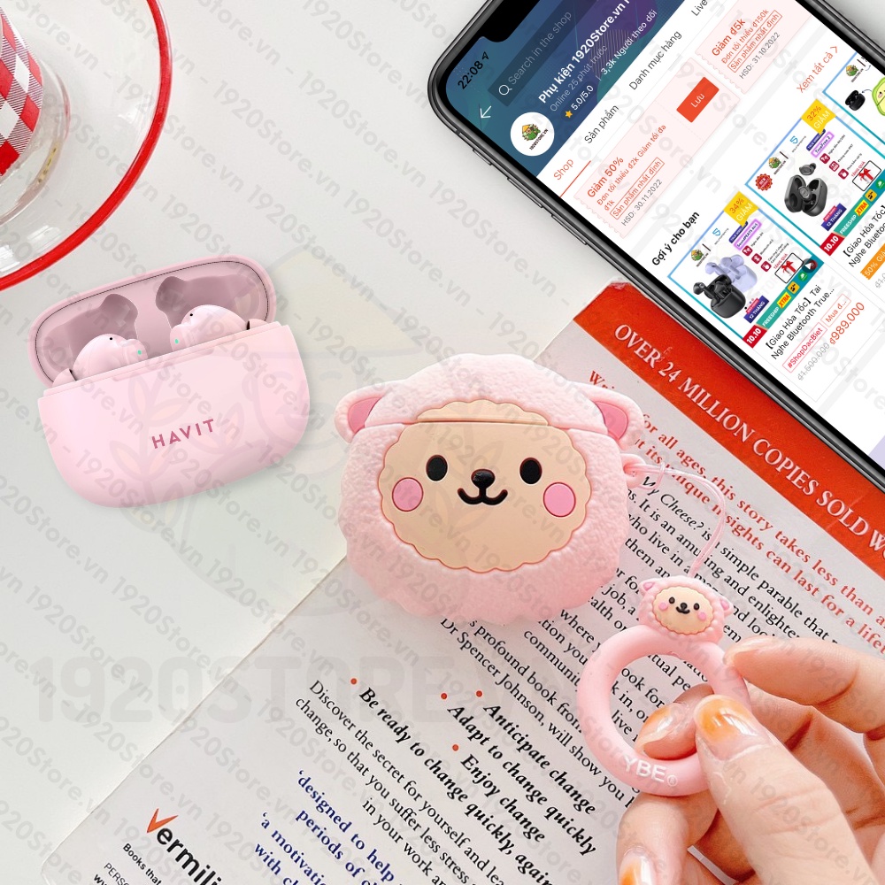 Case Vỏ Ốp HAVIT TW967 Bao Đựng Tai Nghe Không Dây Bluetooth TrueWireless Cao Cấp, Chống Bẩn - 1920Store.vn