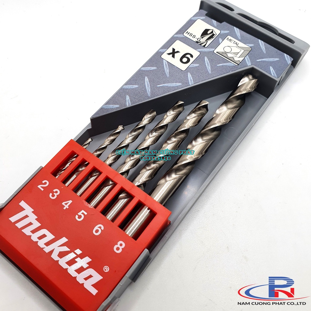 Bộ mũi khoan kim loại HSS-G 6 chi tiết Makita D-57196