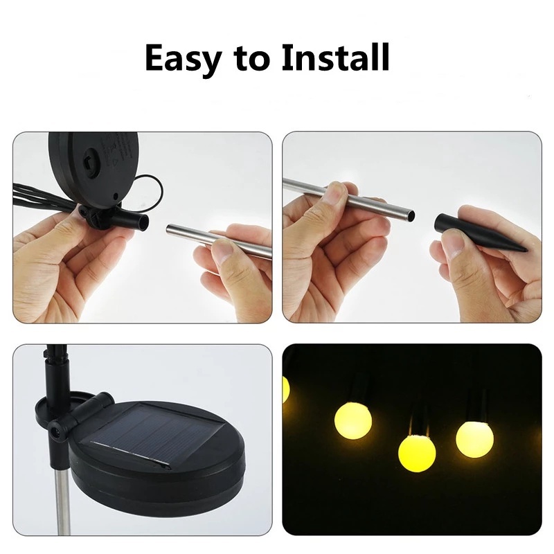 Đèn Led Năng Lượng Mặt Trời 75CM Ánh Sáng Trắng Ấm Áp Phích Cắm Dài Dùng Trang Trí Sân Vườn