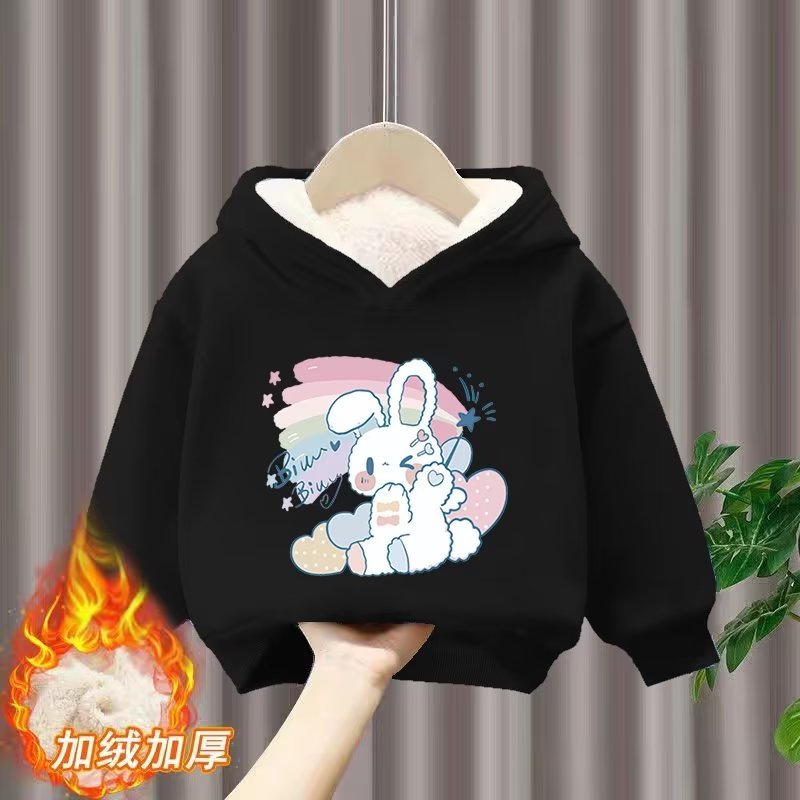 Áo Hoodie Dài Tay Lót Lông Cừu Thời Trang Mùa Thu Cho Bé Gái