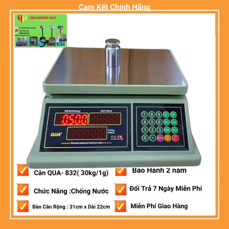 Cân điện tử tính tiền chống nước  QUA-832dùng cho nhà hàng bán hải sản,tôm, cua,cá bảo hành 2 Năm