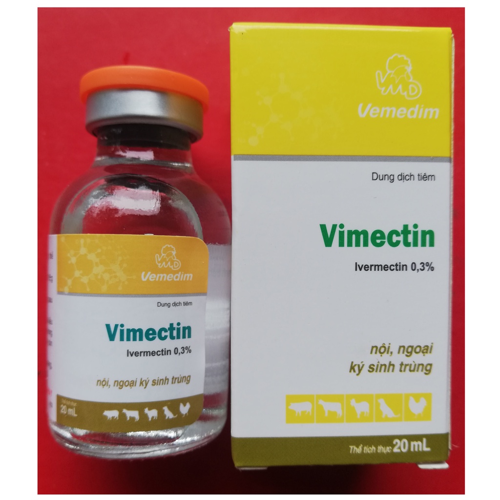 1 lọ Vimectin 20 ml Sản phẩm cao cấp chuyên dùng cho trâu, bò, dê, cừu, heo, gia cầm, chó, mèo, thỏ