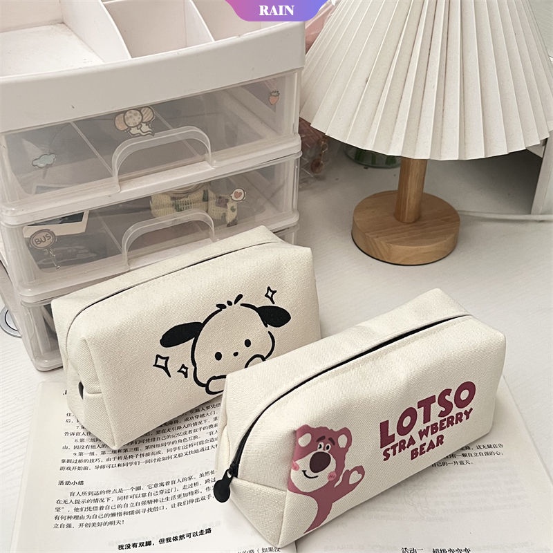 Túi Đựng Bút Bằng Vải Canvas In Họa Tiết Hoạt Hình Gấu Dâu Tây Pochacco Đáng Yêu