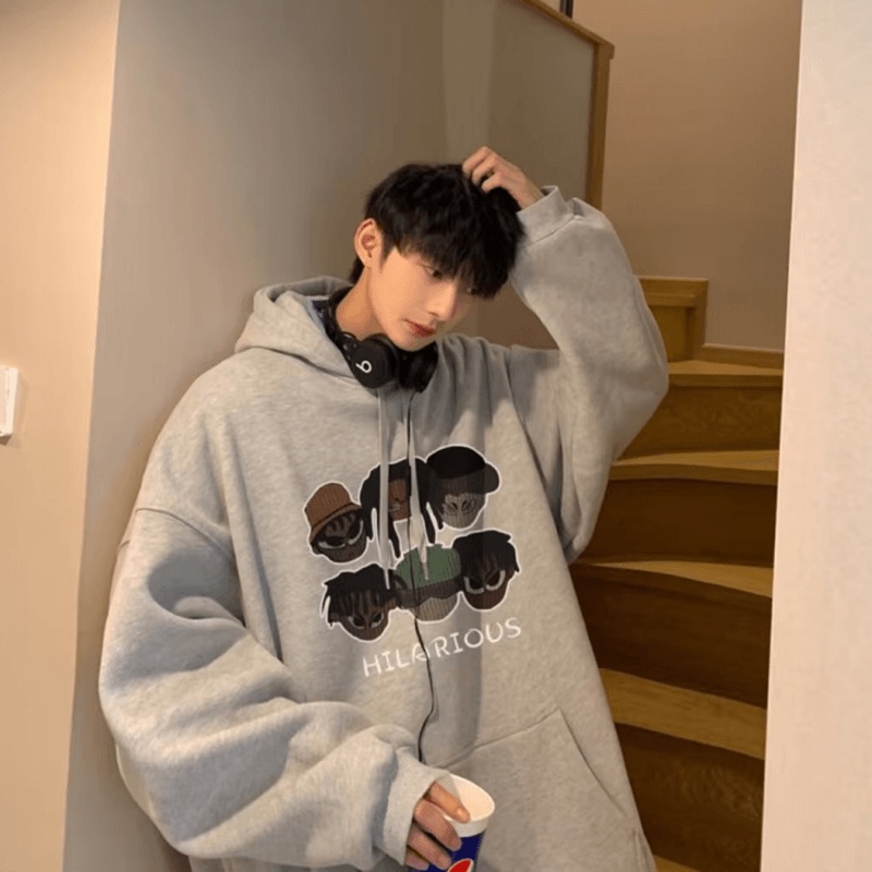 Áo hoodie Dáng Rộng In Họa Tiết Hoạt Hình Phong Cách Hip Hop Nhật Bản Chất Lượng Cao Cho Nam Và Nữ