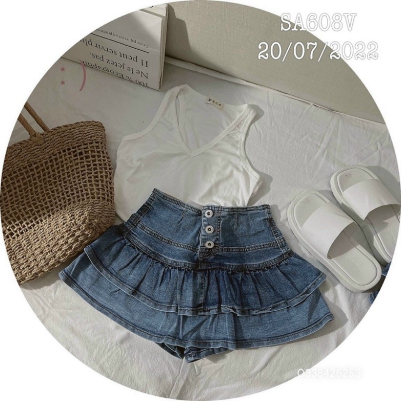 Chân váy jeans xoè 2 tầng  - S9U070