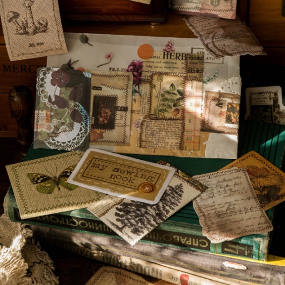 Bộ 30 tấm giấy note giấy ghi chú collage phong cách retro và vintage