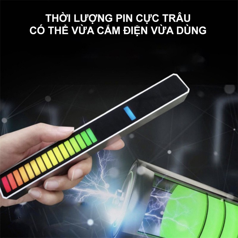 Thanh Đèn LED RGB Ánh Sáng Màu Nhấp Nháy Theo Nhạc Điều Khiển Bằng Giọng Nói 32 Bit（không có pin）