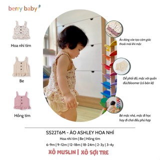 Áo dây cho bé gái berry dáng xòe nhiều màu vải xô ô vuông mềm mịn ashley - ảnh sản phẩm 3