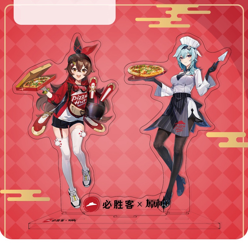Standee in hình AMBER X EULA GENSHIN IMPACT ver PIZZA HUT mica trong acrylic game chibi