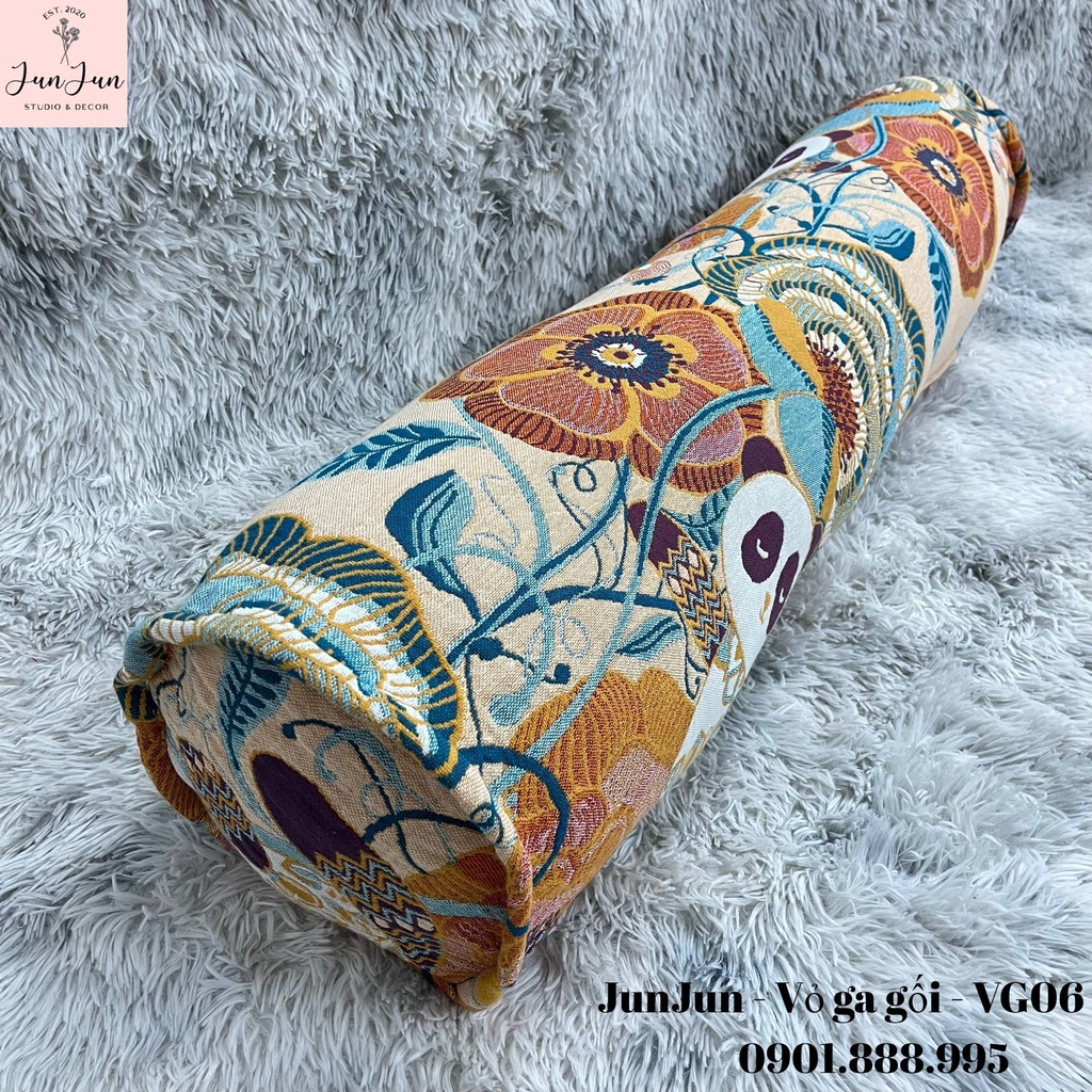 [SALES SỐC]V6_Vỏ gối ôm vải Xô Cotton Organic cao cấp có khoá kéo