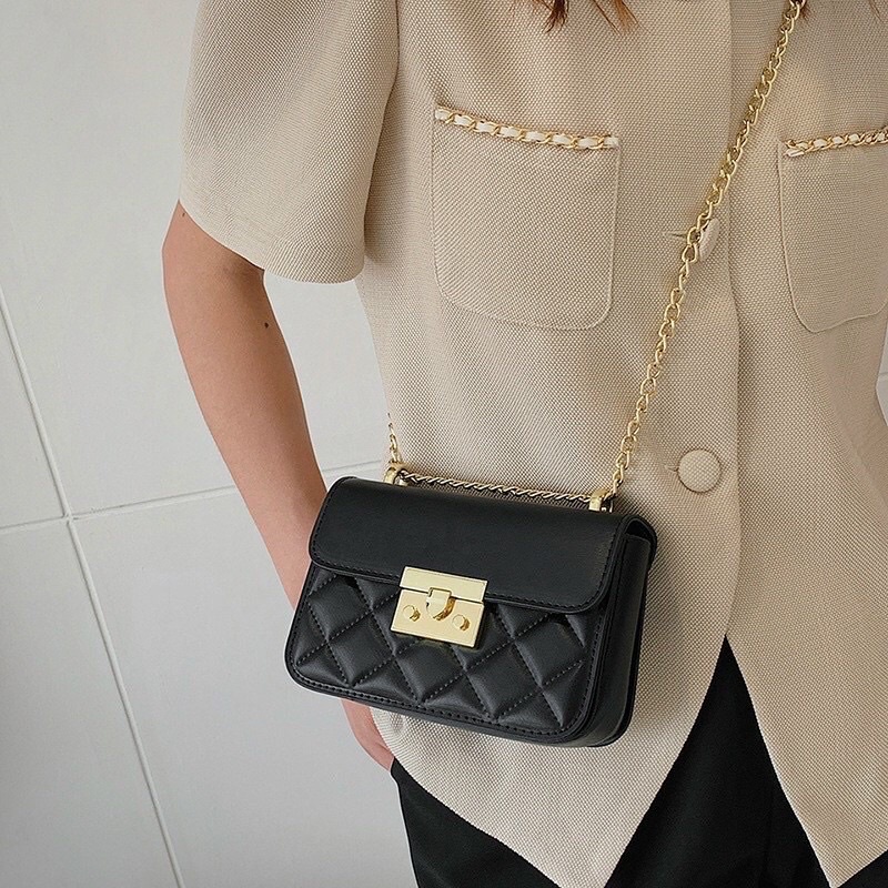 Túi xách nữ thời trang khoá MIU SZ 18CM dây xích đeo chéo kẹp nách sang chảnh T8090