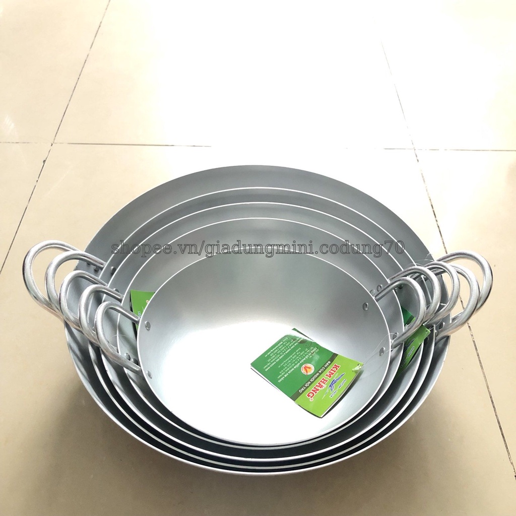Chảo Nhôm Bầu Kim Hằng Xi Sâu Lòng Dày Dặn Đủ Cỡ_Size 22/26/30/34/36/38/40Cm