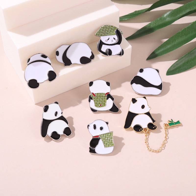 Ghim Cài Ba Lô Tráng Men Hình Gấu Trúc Hoạt Hình Dễ Thương 8 Kiểu Cho Tuổi Teen / Bé Gái