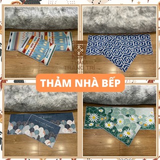 Bộ 2 tấm thảm chùi chân trải sàn trang trí nhà bếp 3D dày 4mm có chống trượt