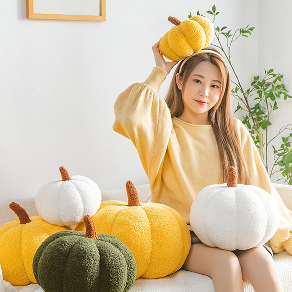 Gối Bông Bằng Cotton Lông Cừu PP Hình Quả Bí Ngô Trang Trí Halloween
